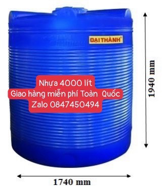 Bồn nhựa đại thành thế hệ mới 4000 lít đứng tân á đại thành giao hàng miễn phí Toàn Quốc